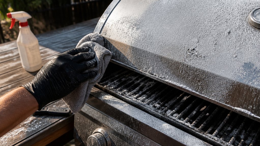 clean fire extinguisher residue from grill